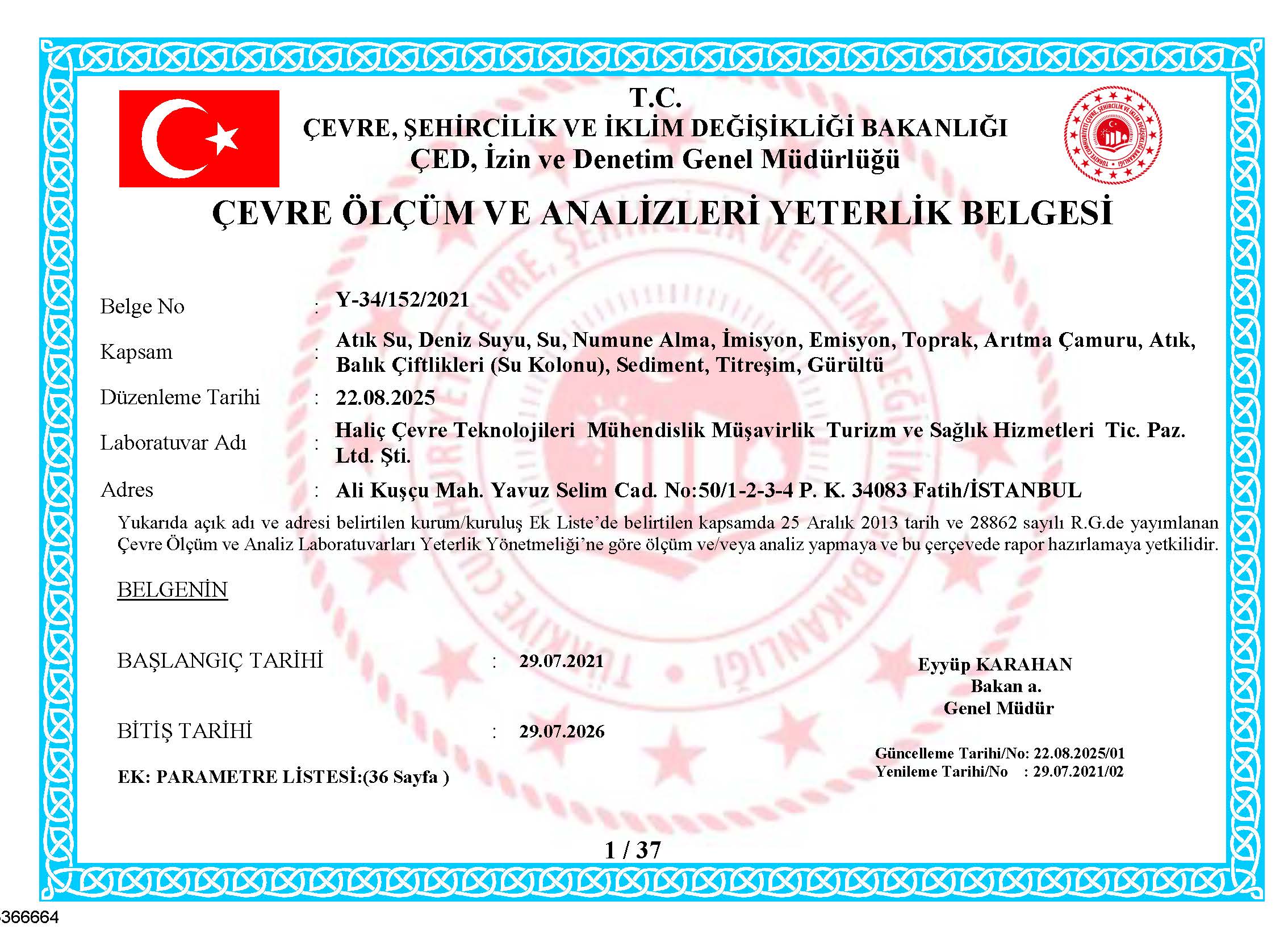 BAKANLIK YETERLİLİK BELGESİ